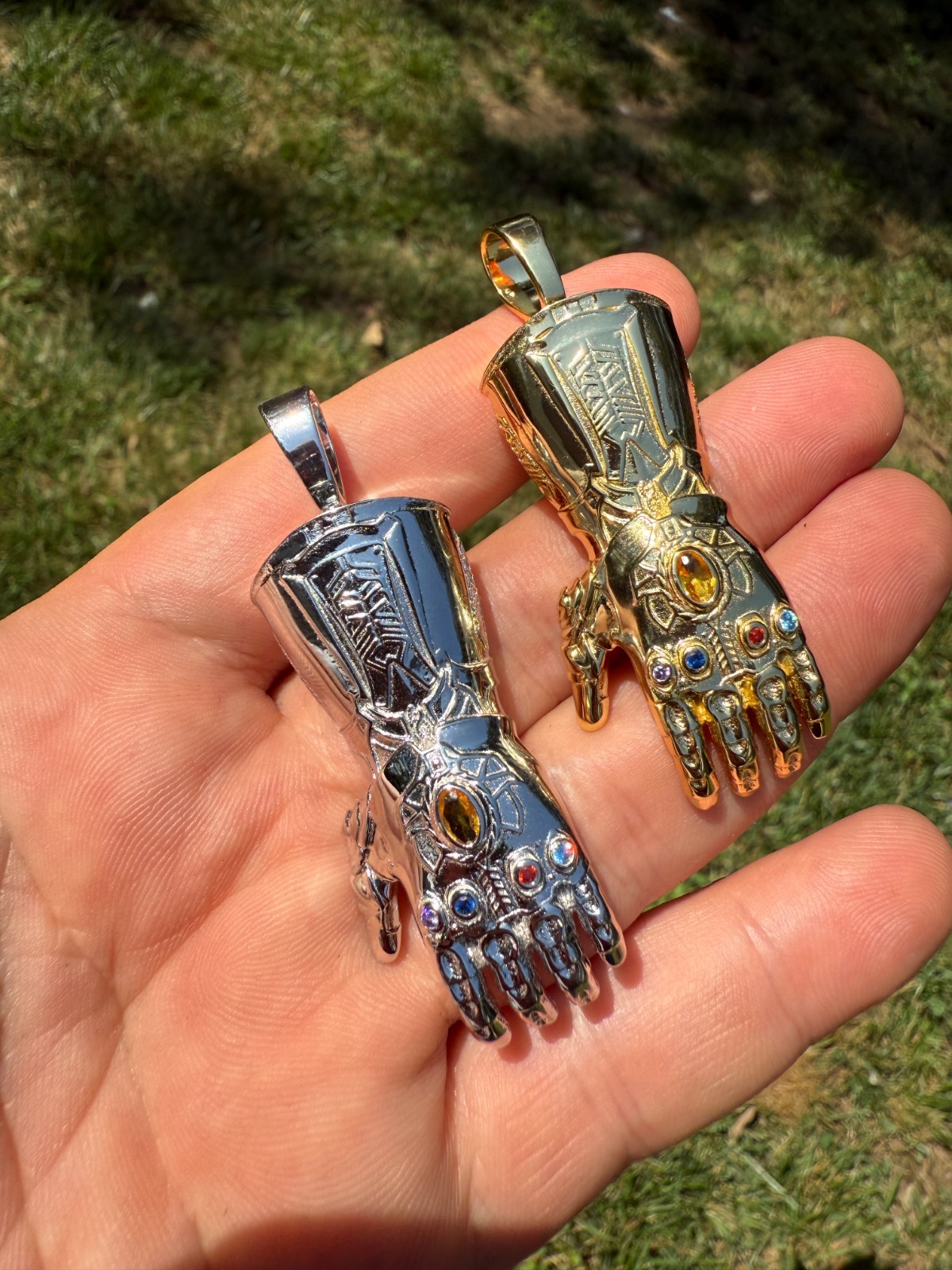 Limited Edition Thanos Infinity Hand Glove Gauntlet 925 Sterling Silver Pendant