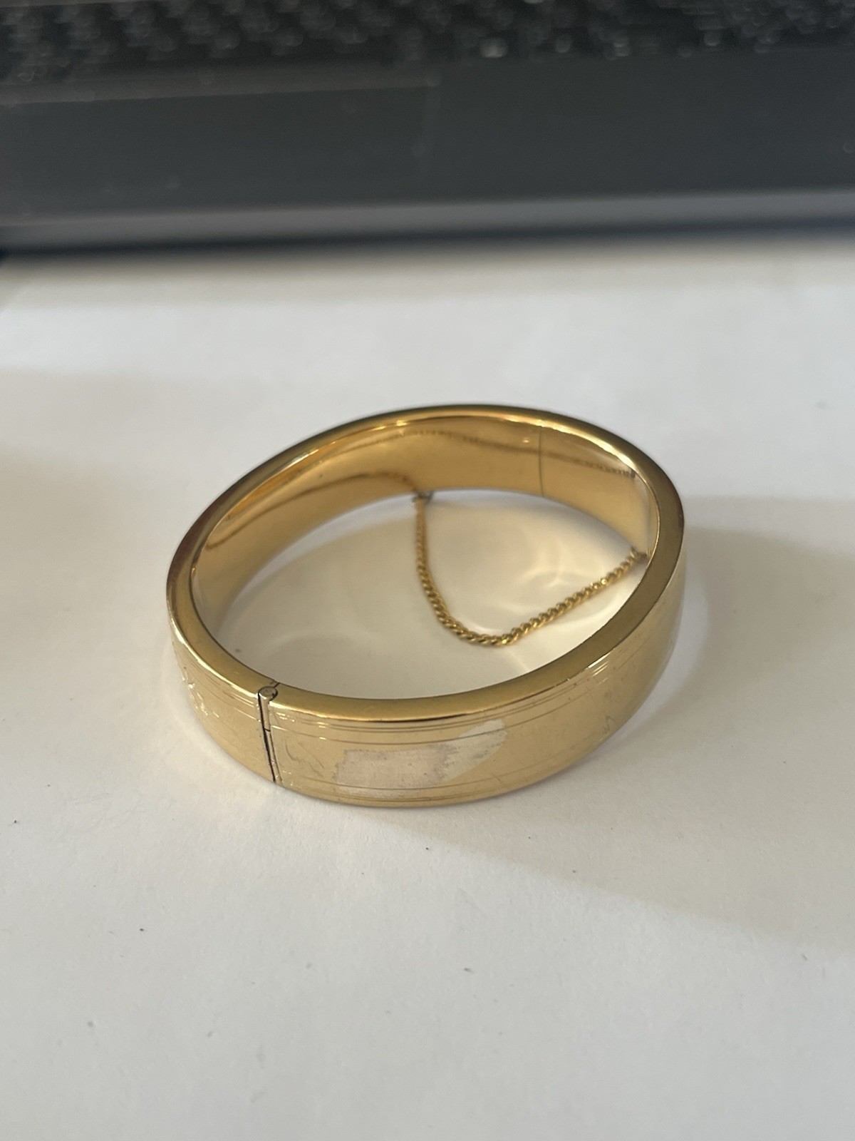 Antique 12k Gold-Filled Hinged Bangle Bracelet Hand Engraved