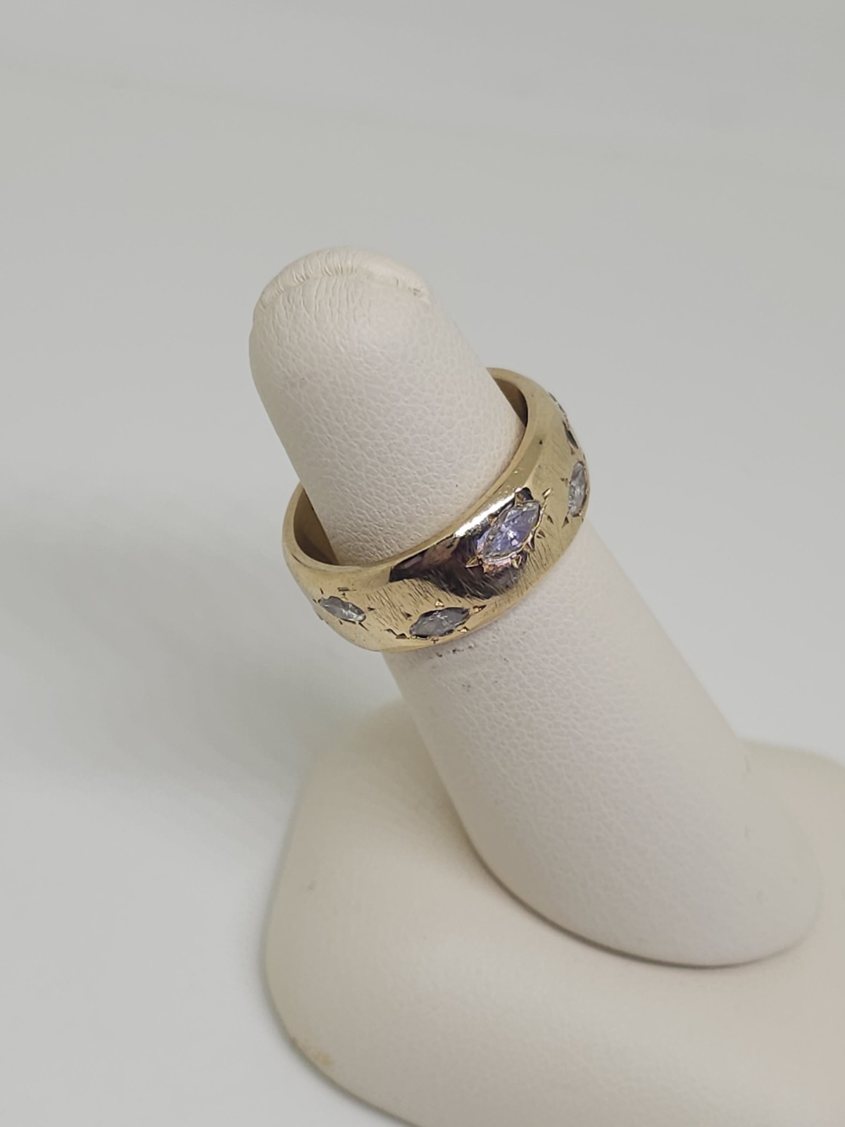 Custom Design 14k Yellow Gold 7.8 mm Wide Marquise Diamond Band 1ctw Size 5