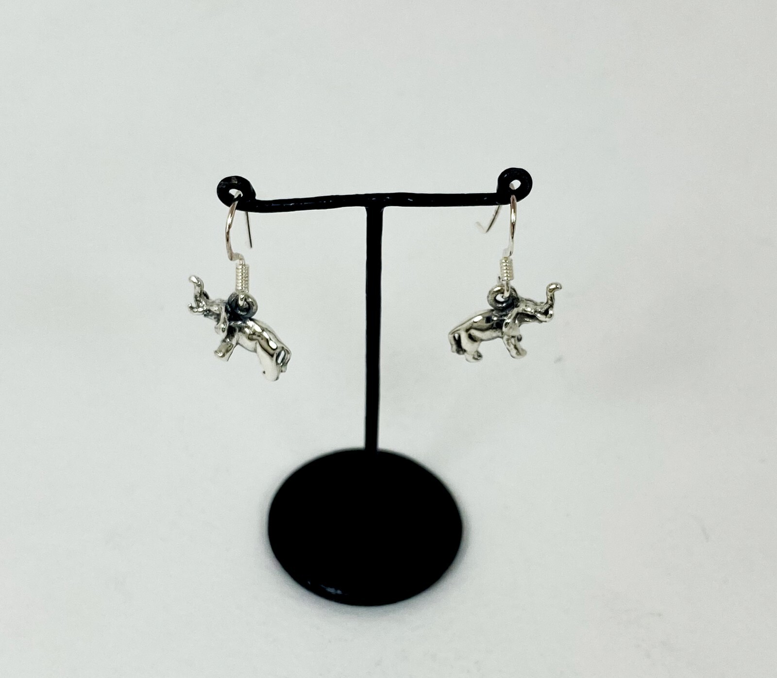 Minimalist Elephant Drop Earrings 925 Sterling Silver, Handmade Safari Jewelry