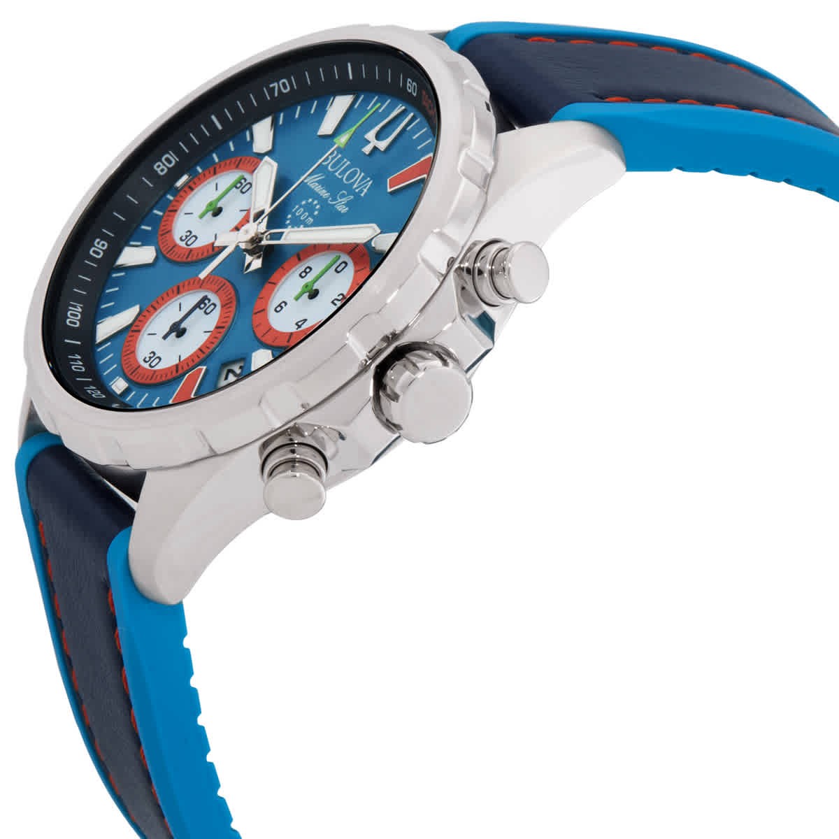 Bulova Marine Star E1 Team Miami Chronograph Quartz Blue Dial Men’s Watch 96B460