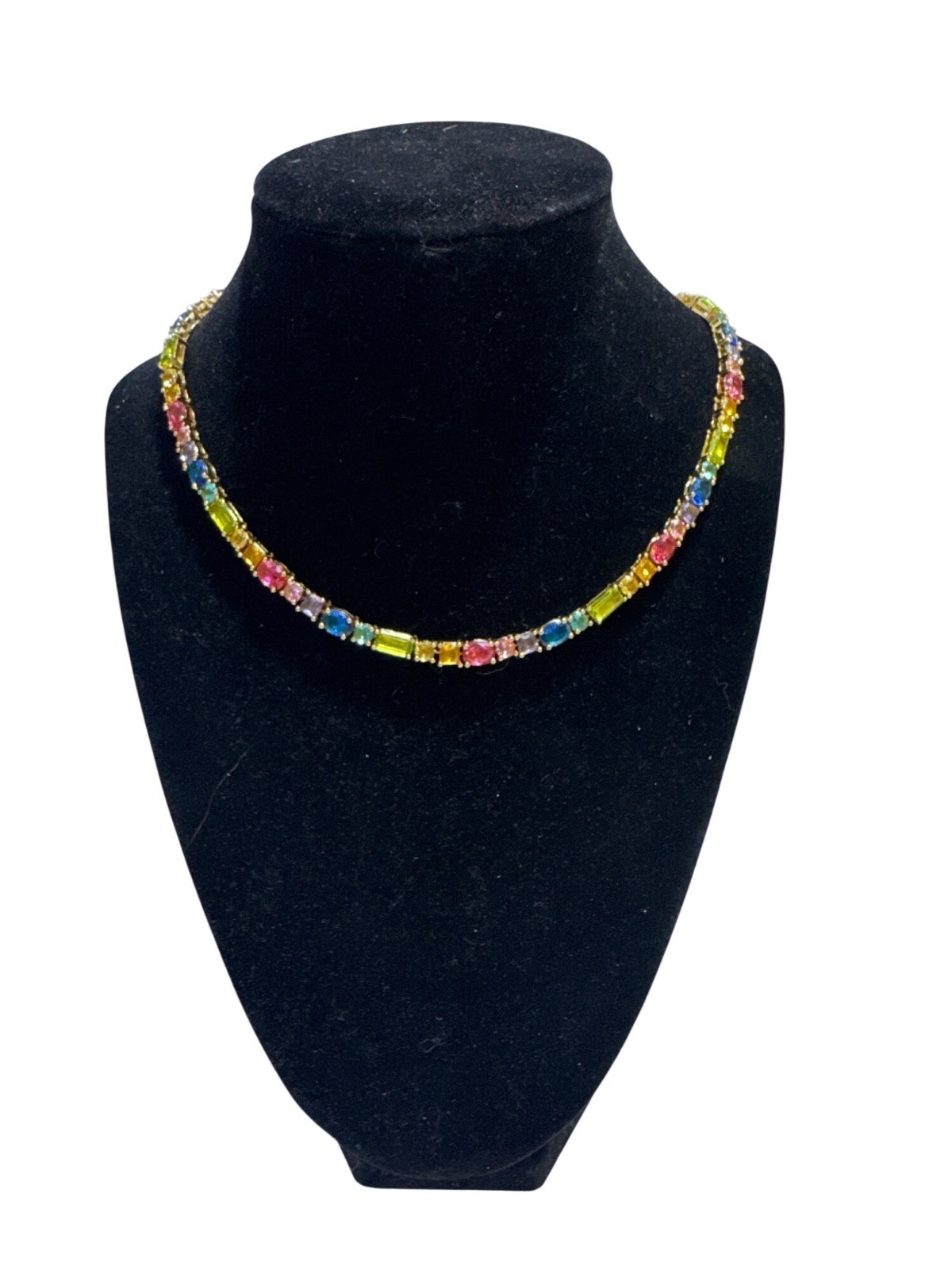 Kurt Geiger Spread The Rainbow Gold-Tone Multicolor Gemstone Necklace Pre-Owned