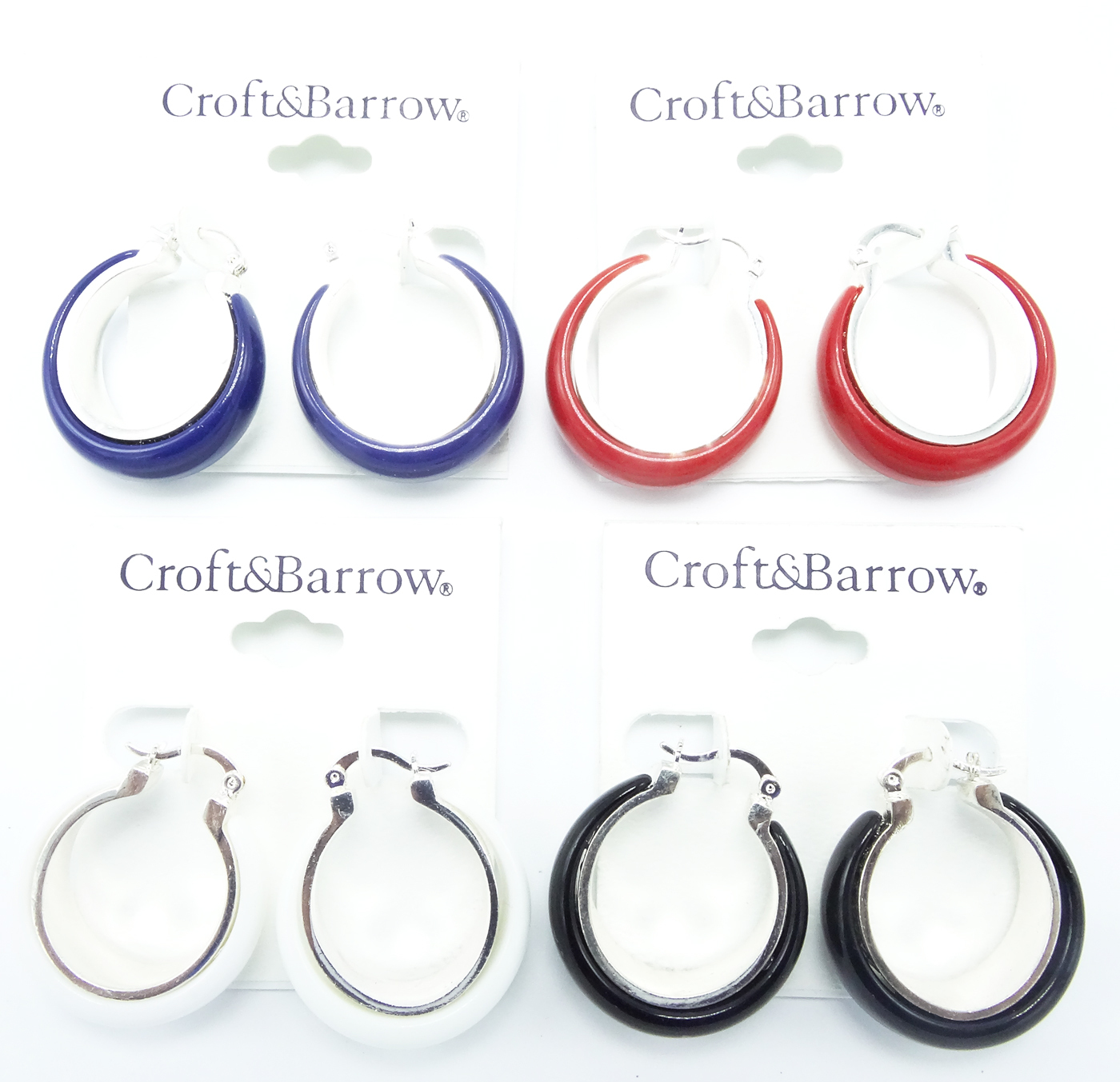 Fun & Colorful New Summer Hoop Earrings in Red,Blue,Black & White NWT #E1252