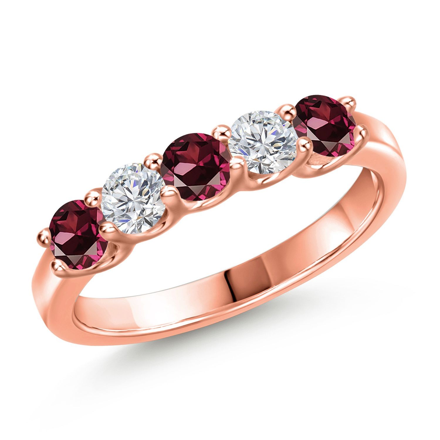 18K Rose Gold Plated Silver Rhodolite Garnet and Lab Grown Diamond