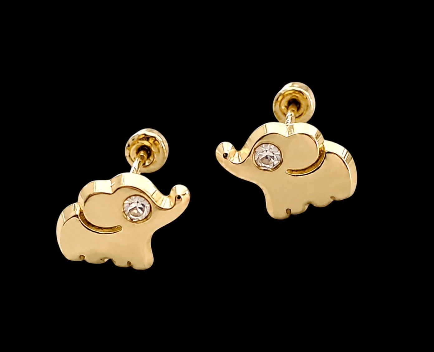 10K Solid Gold Lucky Elephant Cartilage Earring 6.5mm CZ eye Stud