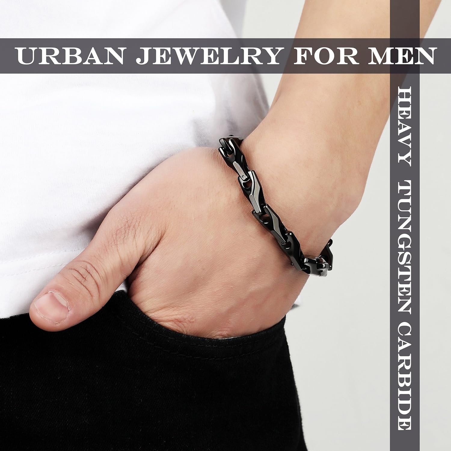 Men Tungsten Carbide Wheat Link Bracelet Men’s Tungsten Jewelry Chain Band