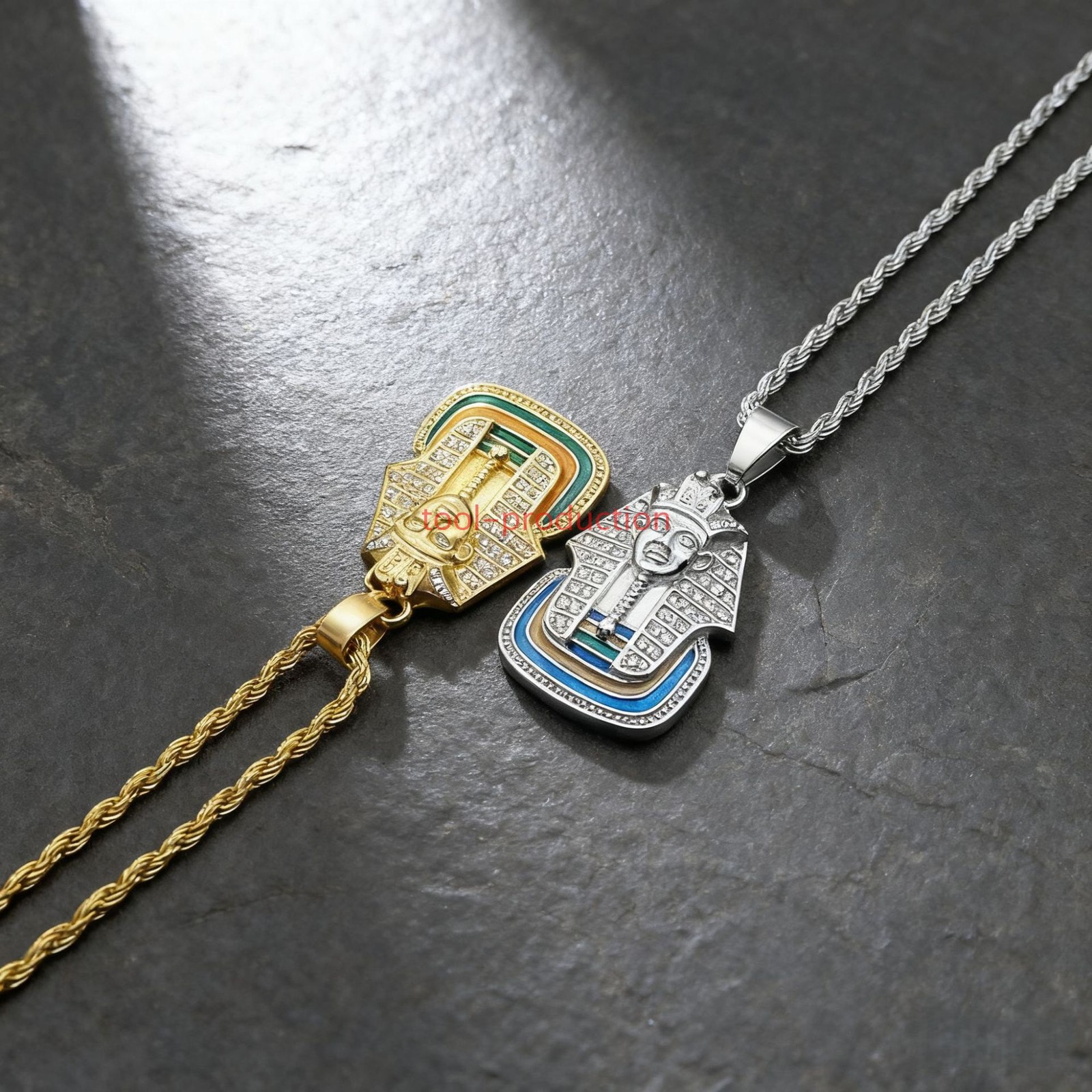 Handmade Sparkling Pharaoh Tutankhamun Charm Pendant With Free Chain