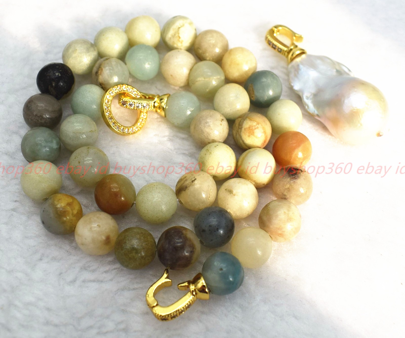 Natural 6/8/10/12mm Multicolor Amazonite Baroque Pearl Pendant Necklace 16-28in