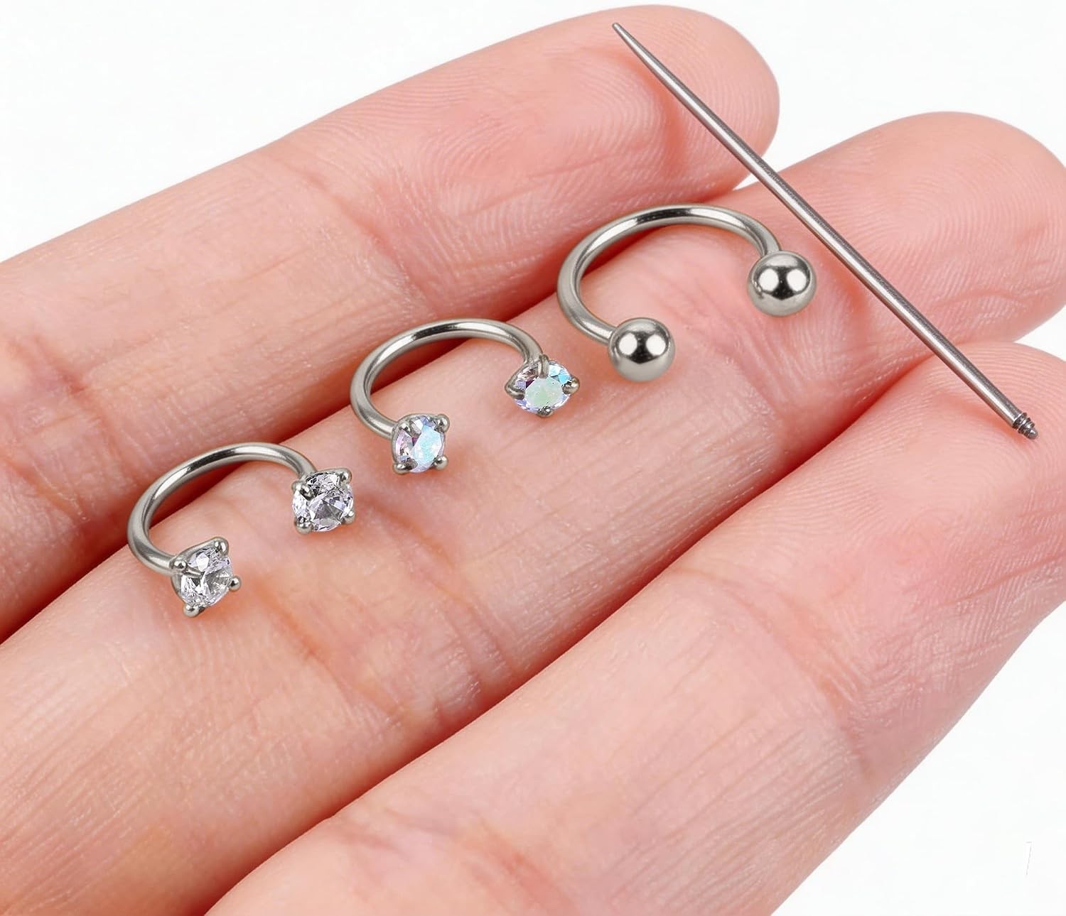 Fashion-Forward Titanium Nose Rings – 20G Horseshoe Hoops with CZ for All Styles