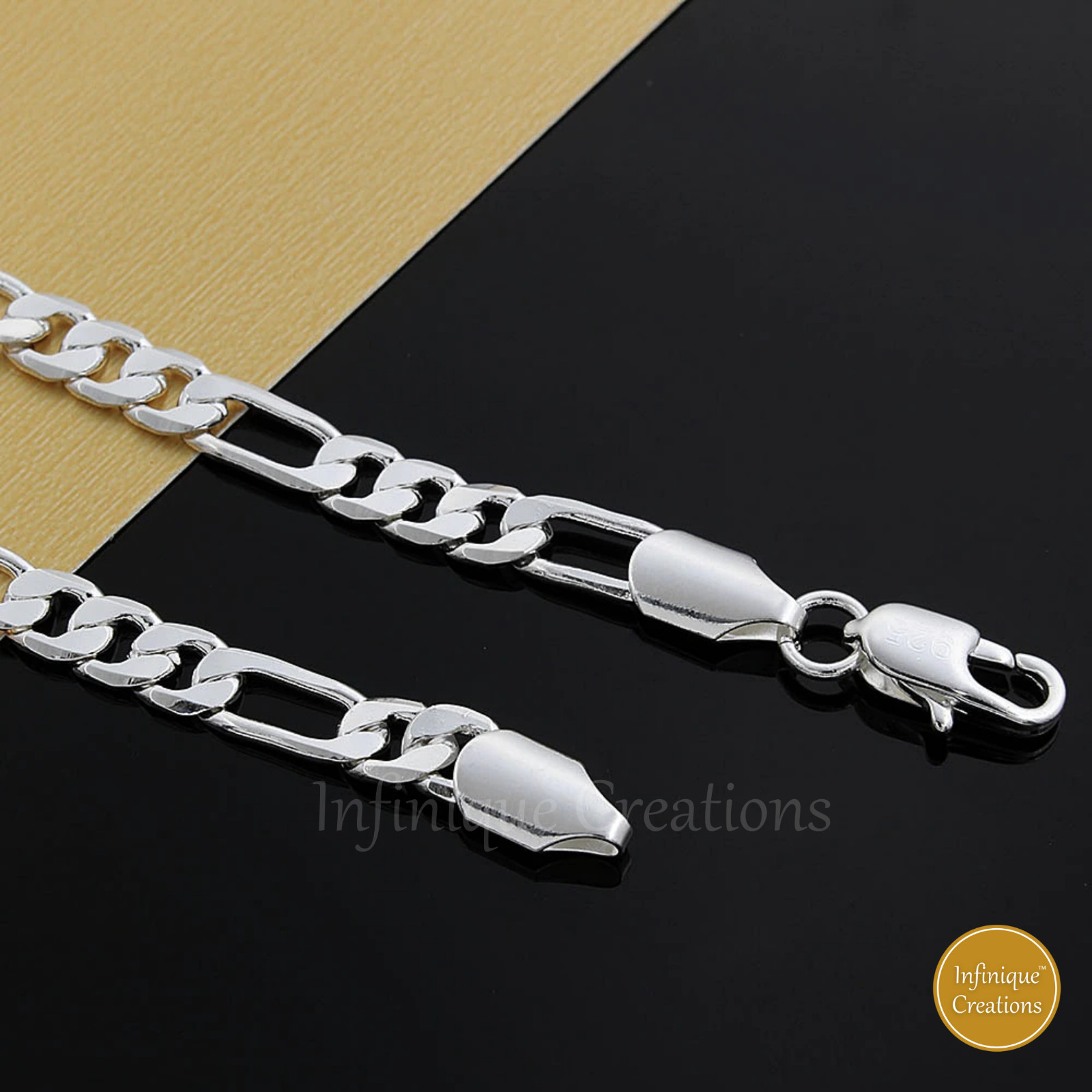 Stainless Steel Silver Figaro Chain Bracelet Necklace Men Women 3mm-12mm 7-38″