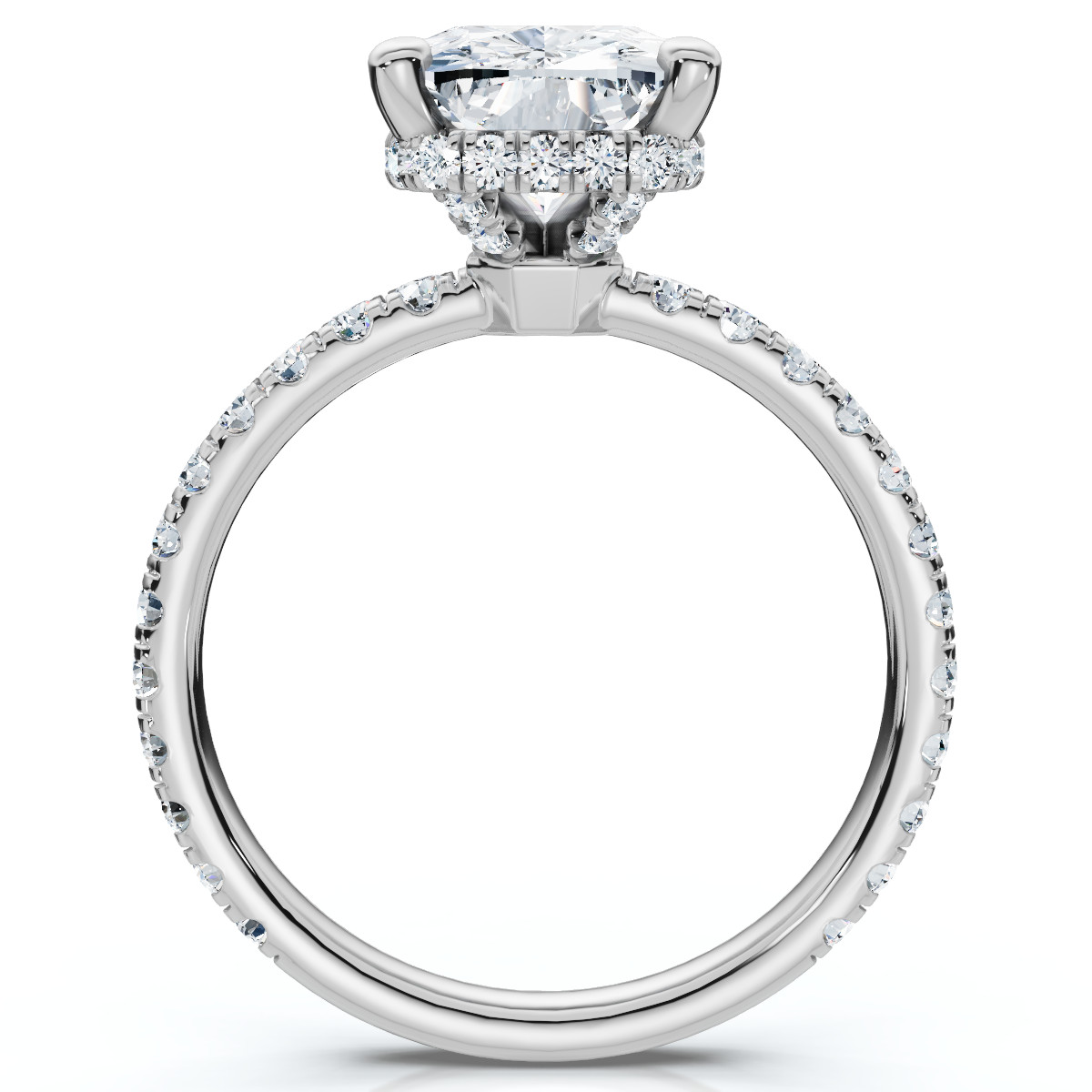 Certified 3 1/2Ct Cushion Hidden Halo Diamond Engagement Ring 14k Gold Lab Grown