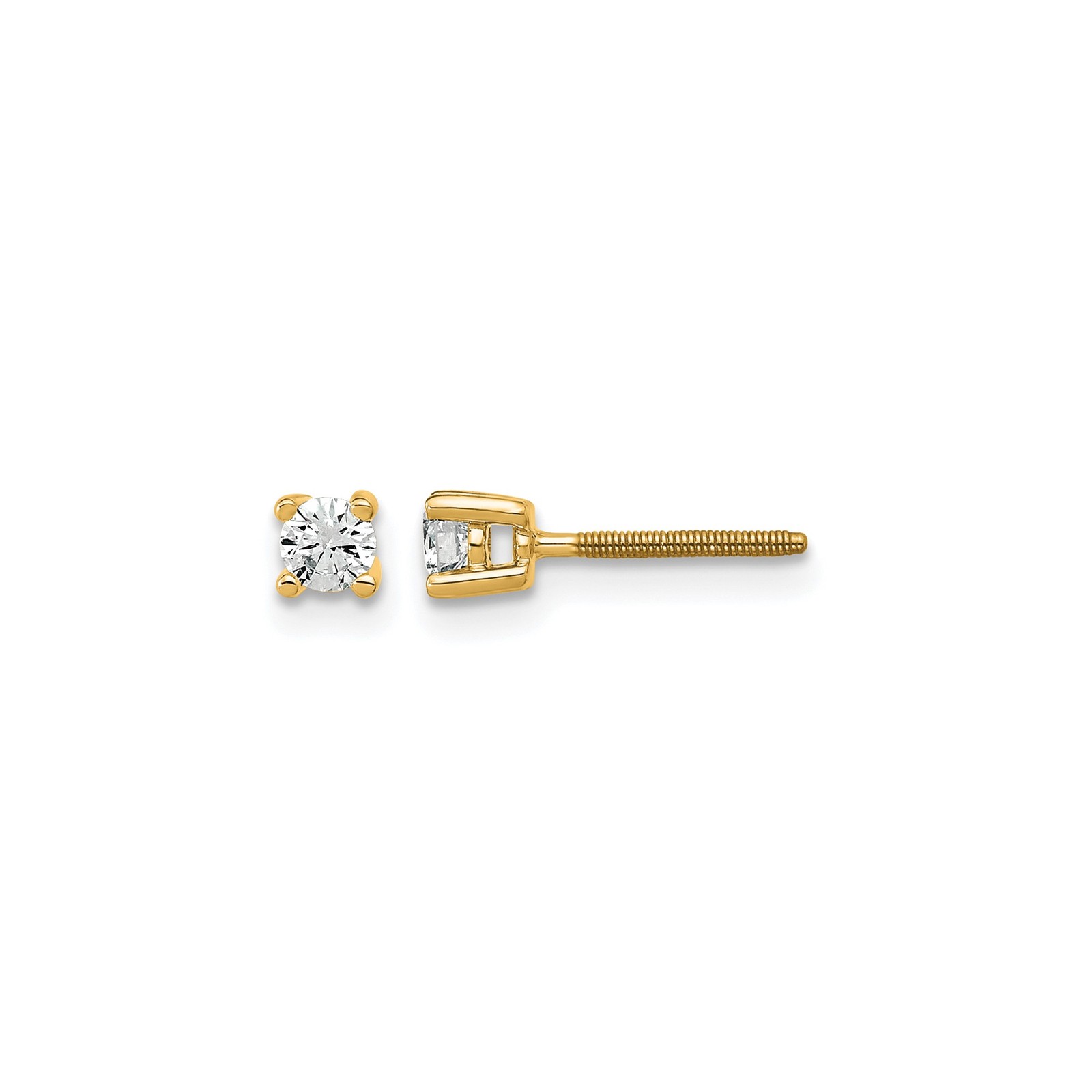 14K Yellow Gold 1/5 carat Lab Grown Diamond VS+ F+ Round Four Prong