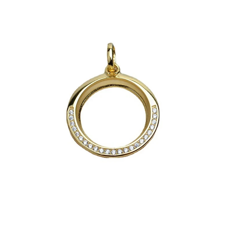 Silver Circle Bezel Cup For 2Ct Created Diamond Pendant Blank 14mm