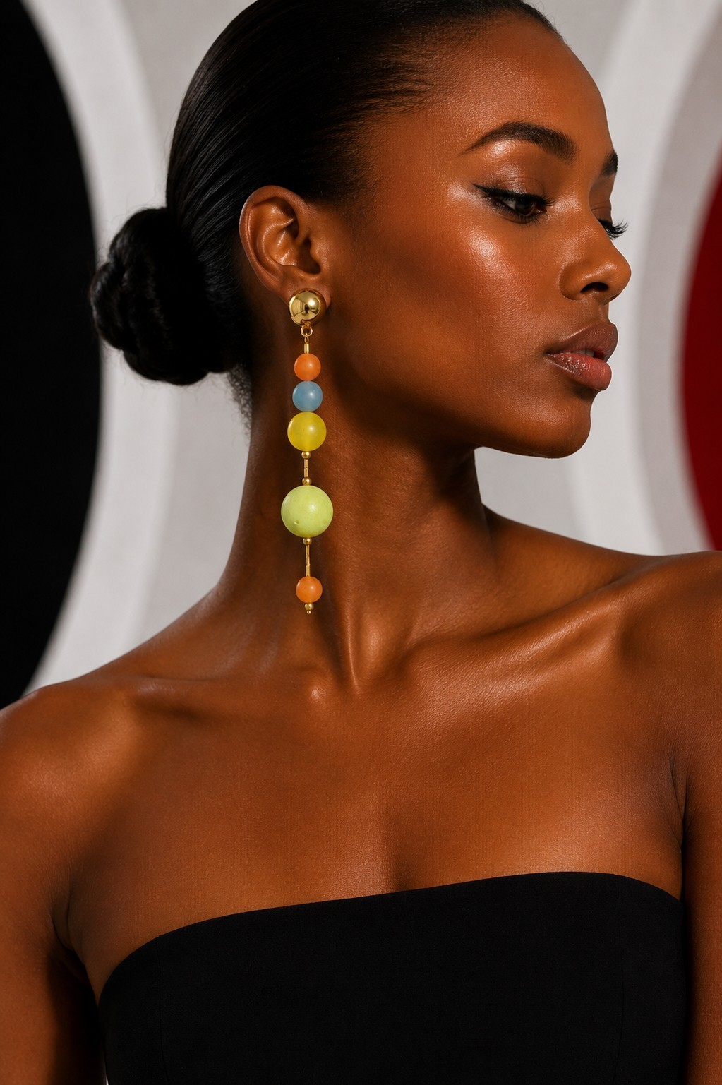 PIERRE CARDIN – 1995 Multi Color Frosted Bead Single Earring