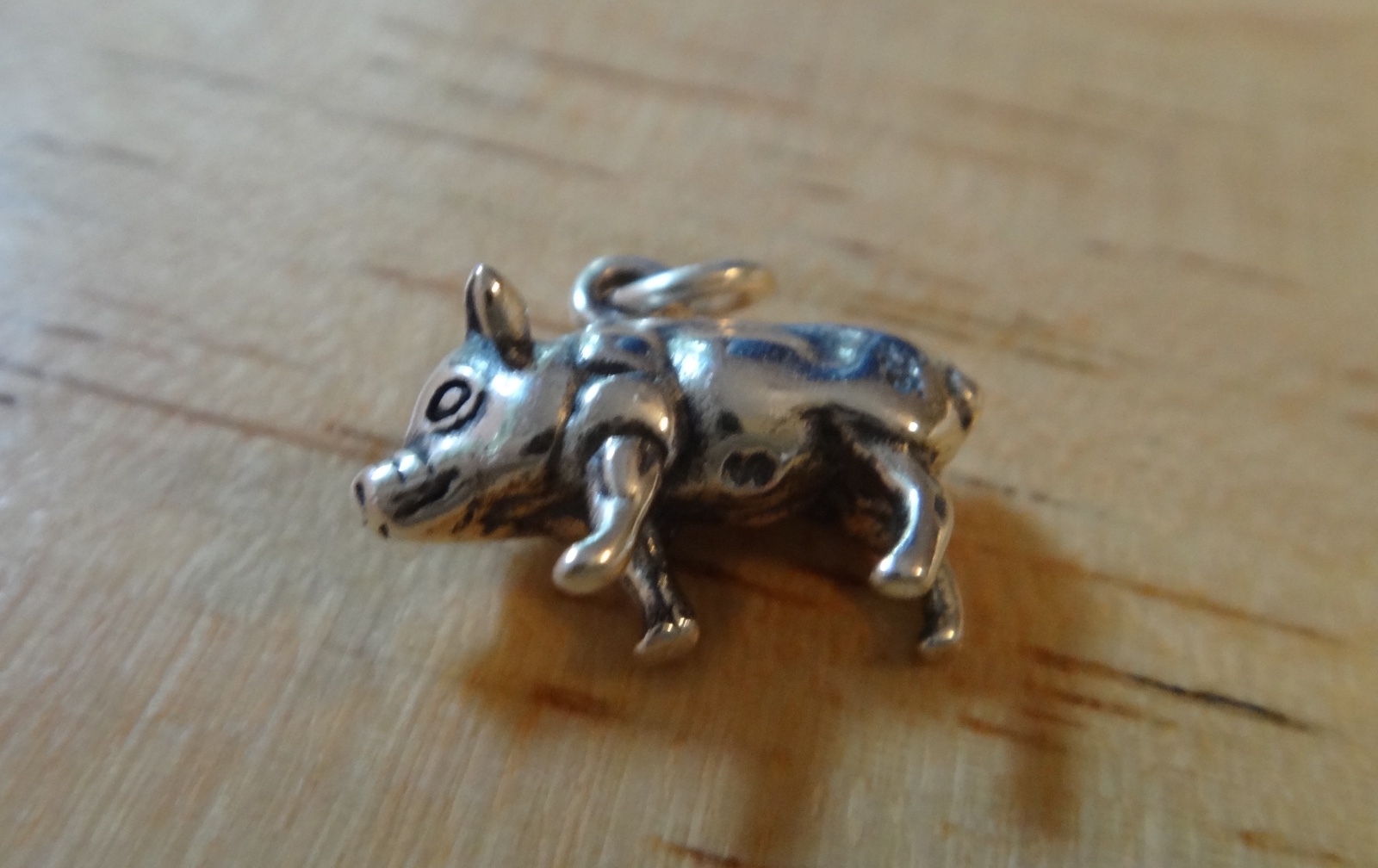 Sterling Silver 3D 12x15mm Solid Pig Farm Animal Charm
