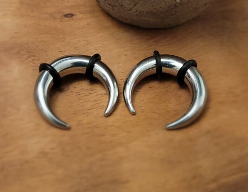 Pair 8g 3mm Steel Pinchers Horsehoe Tapers Septum Ear Stretching Kit 8 gauge