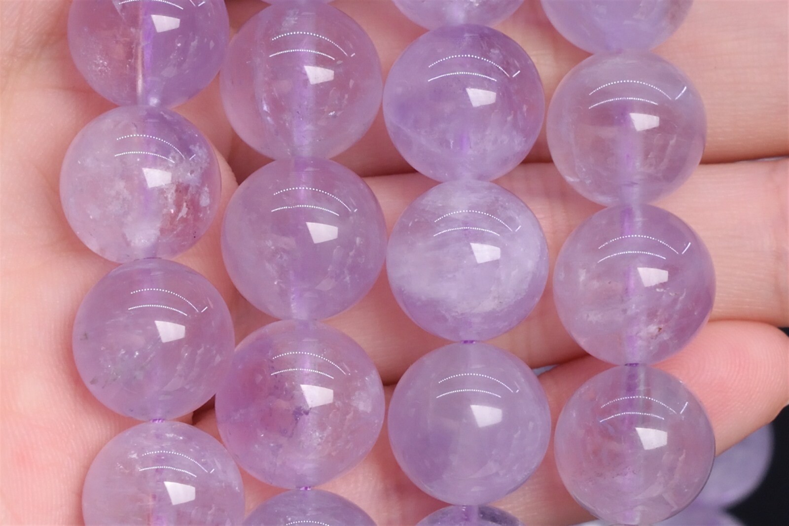 11MM Genuine Natural Translucent Light Lavender Amethyst Beads AA Round Beads