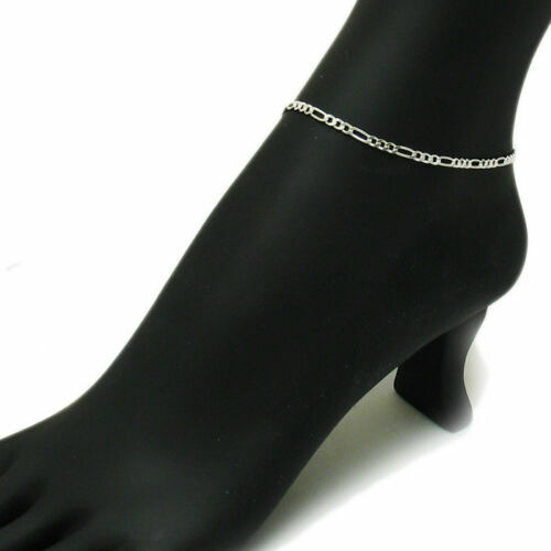 925 Sterling Silver 3MM Figaro Bracelet , Anklet And Necklace ALL SIZES 7″-30″