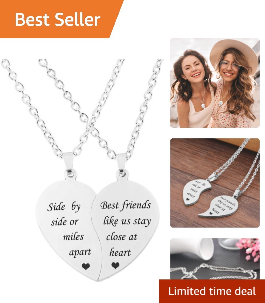 Matching Heart BFF Necklace Set – Friendship & Valentine’s Gift