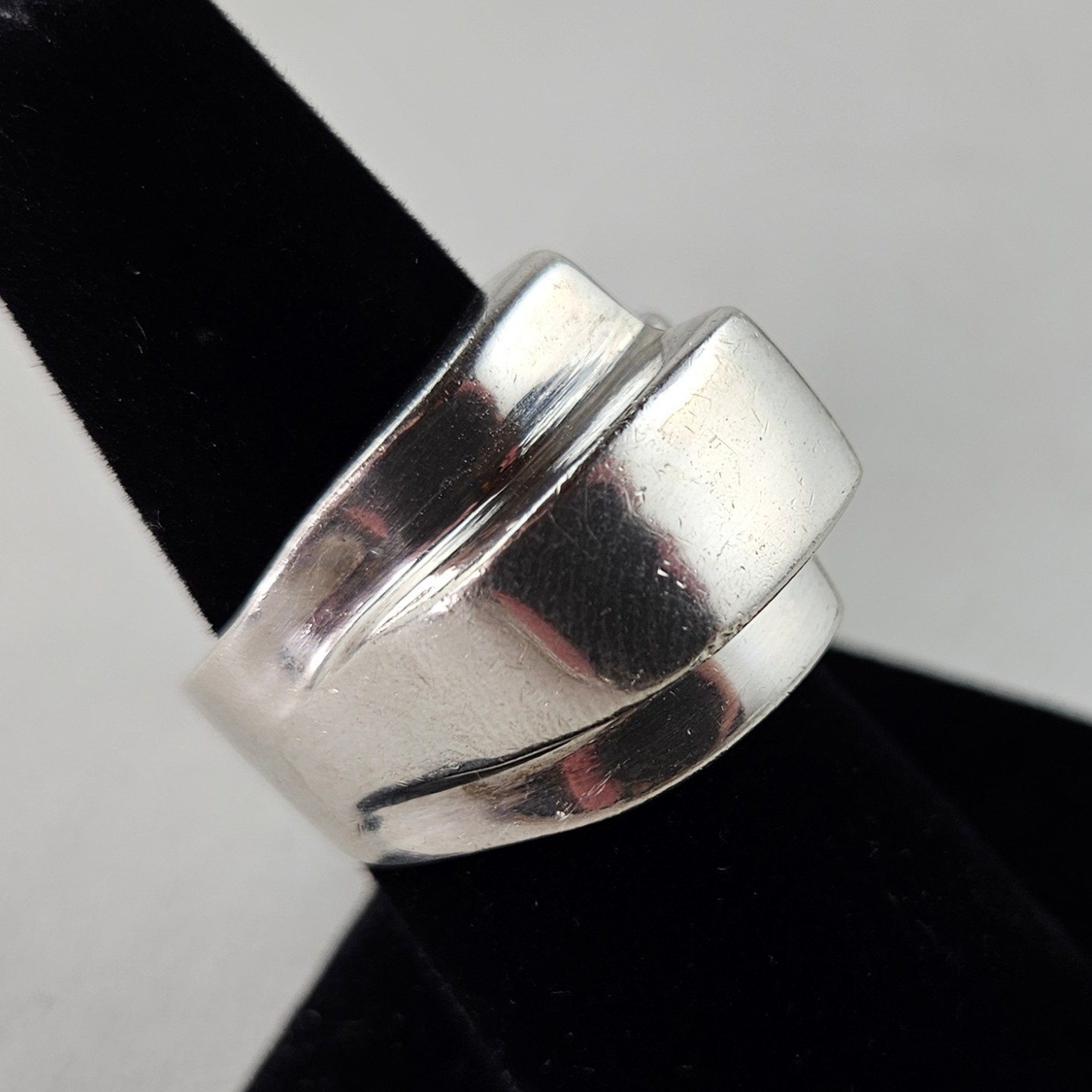 Sterling Silver Ring Modernist Style 12.0g Size 7.25 [9062]