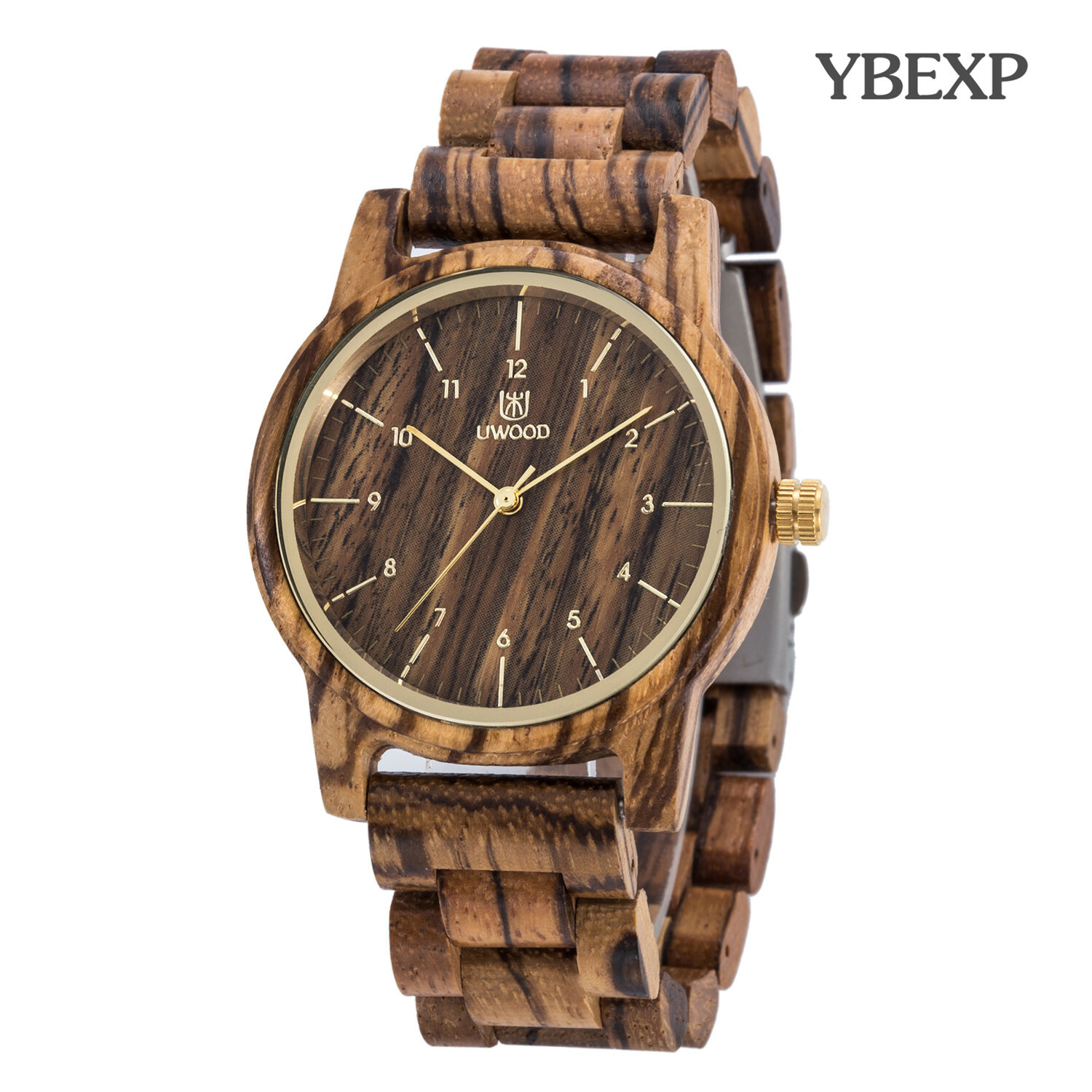 UWOOD Mens Zebra Wooden Watch Natural Solid Wood Watch for Father’s day Gift