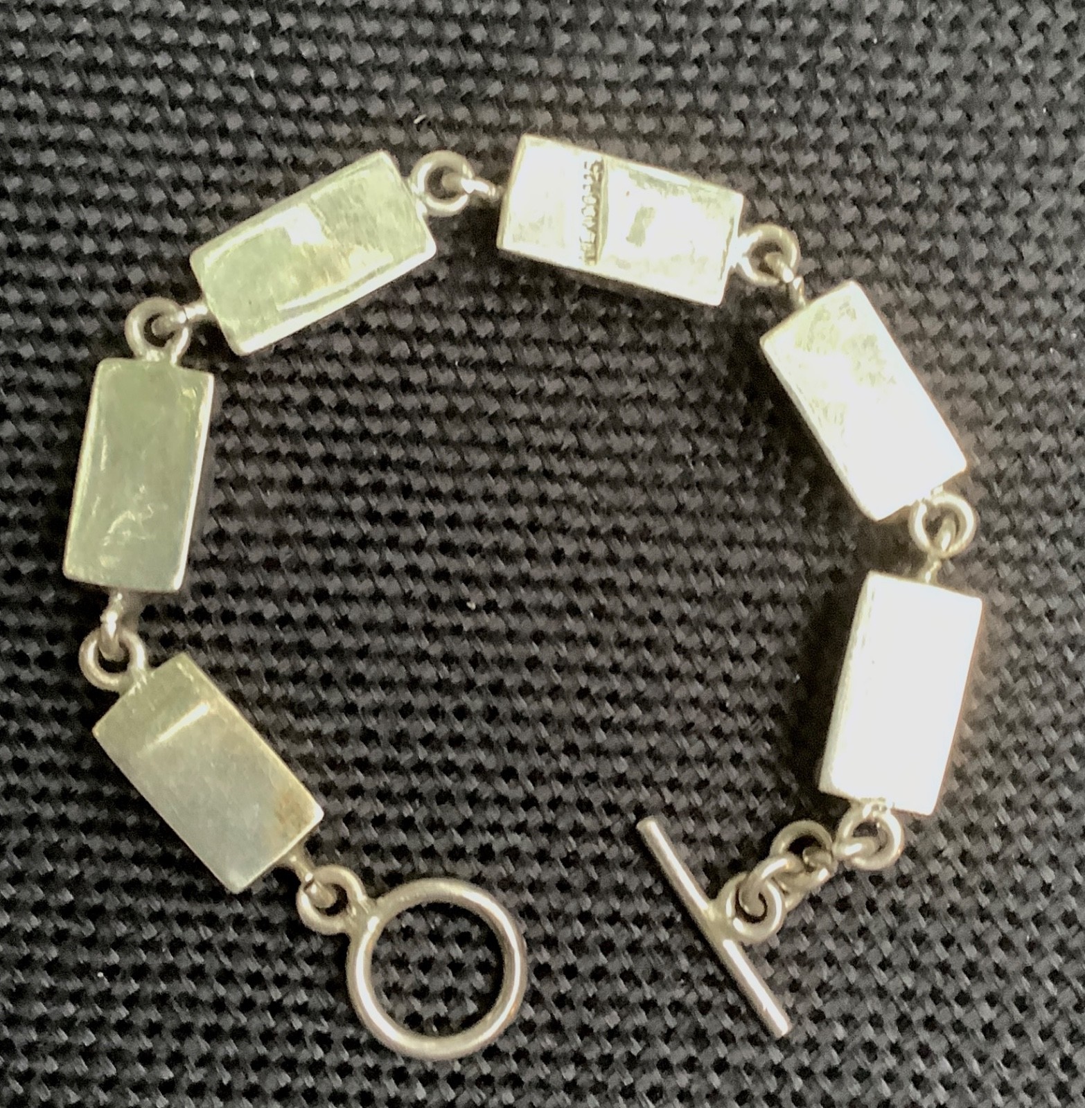 VTG Mexico 925 Inlaid MOSAIC Multi Gemstone Bracelet SZ 6.5 SMALL