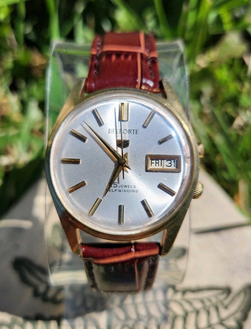 Vtg 1960’s Belforte [Benrus] Mod. 12F4B Men’s 35mm Watch Automatic Hacking 25J!!