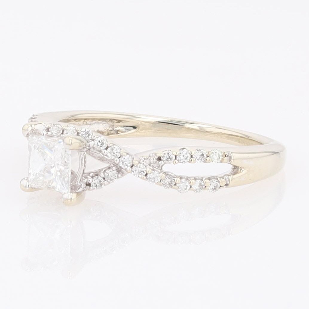 .50ctw Princess Cut Diamond w/ Accents Engagement Ring 14k White Gold Size 4.75
