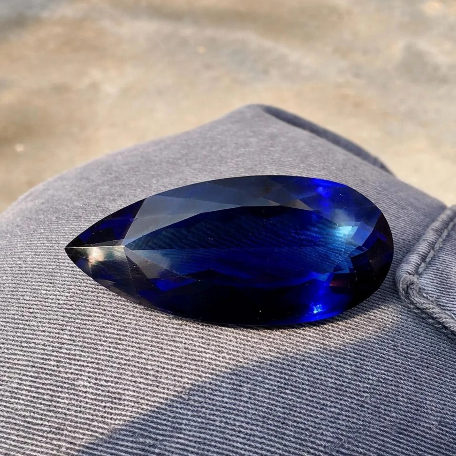 GIE Certified Natural Flawless Blue Sapphire Pear Cut 60.43 Ct Loose Gemstone A+