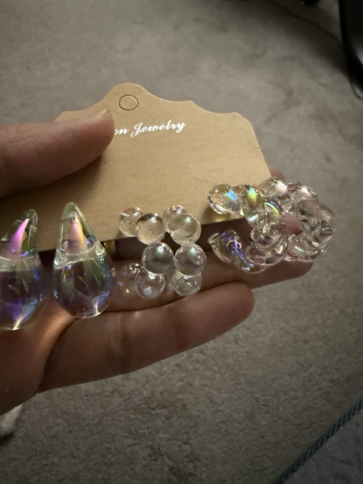 Iridescent Hoops Holographic Lucite Acrylic Transparent Retro Earrings Lot