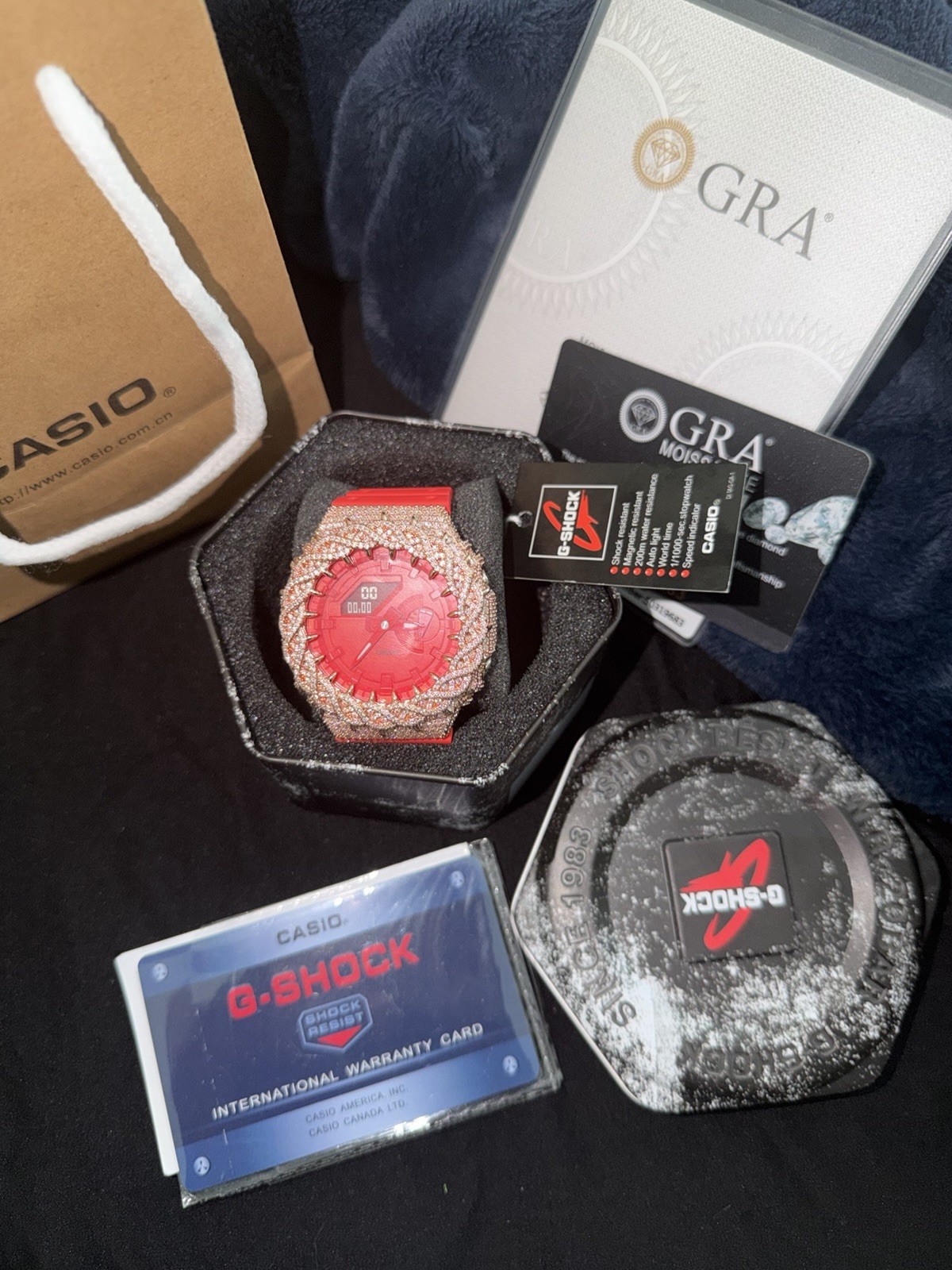 Casio G-SHOCK Red Analog-Digital Quartz Shock-Resist 200m Gold 45mm w/ Box