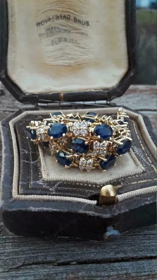 8Ct Oval Cut Lab Created Sapphire Diamond Tennis Bracelet 14K Yellow Gold Plated