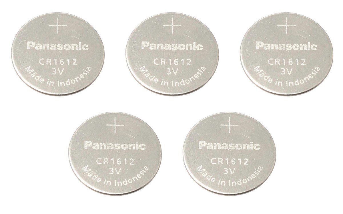 5 Panasonic CR1612 3V Lithium Coin Cell Button Batteries