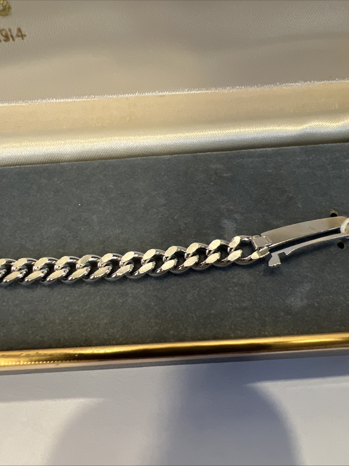 Vintage Speidel Link ID Bracelet Rhodium Finish USA Engravable New In Box