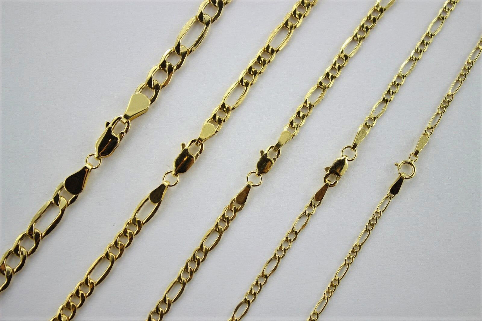 10k Yellow Gold 2mm-5.5mm Figaro Link Chain Necklace Bracelet 7″-30″ Hollow