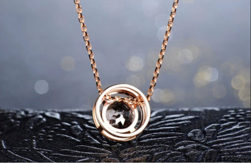 2CtRound Lab Created Morganite Solitaire Pendant 14K Rose Gold Finish Free Chain
