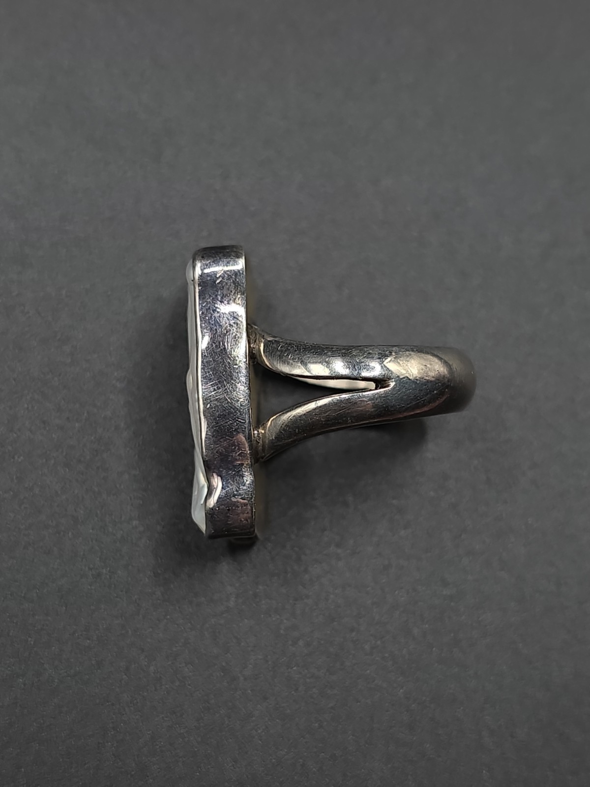 🔥VTG Native American Style Sterling Sliver Turquoise And Mother Of Pearl Ring