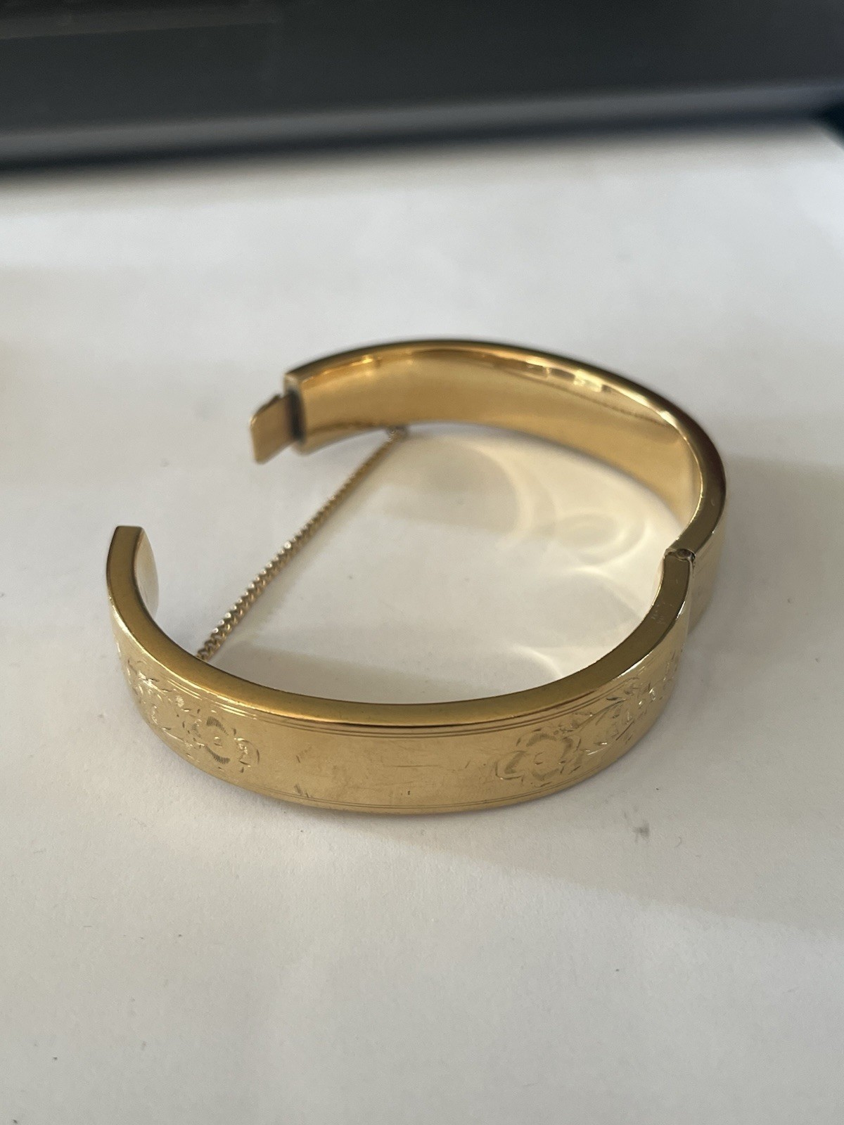 Antique 12k Gold-Filled Hinged Bangle Bracelet Hand Engraved