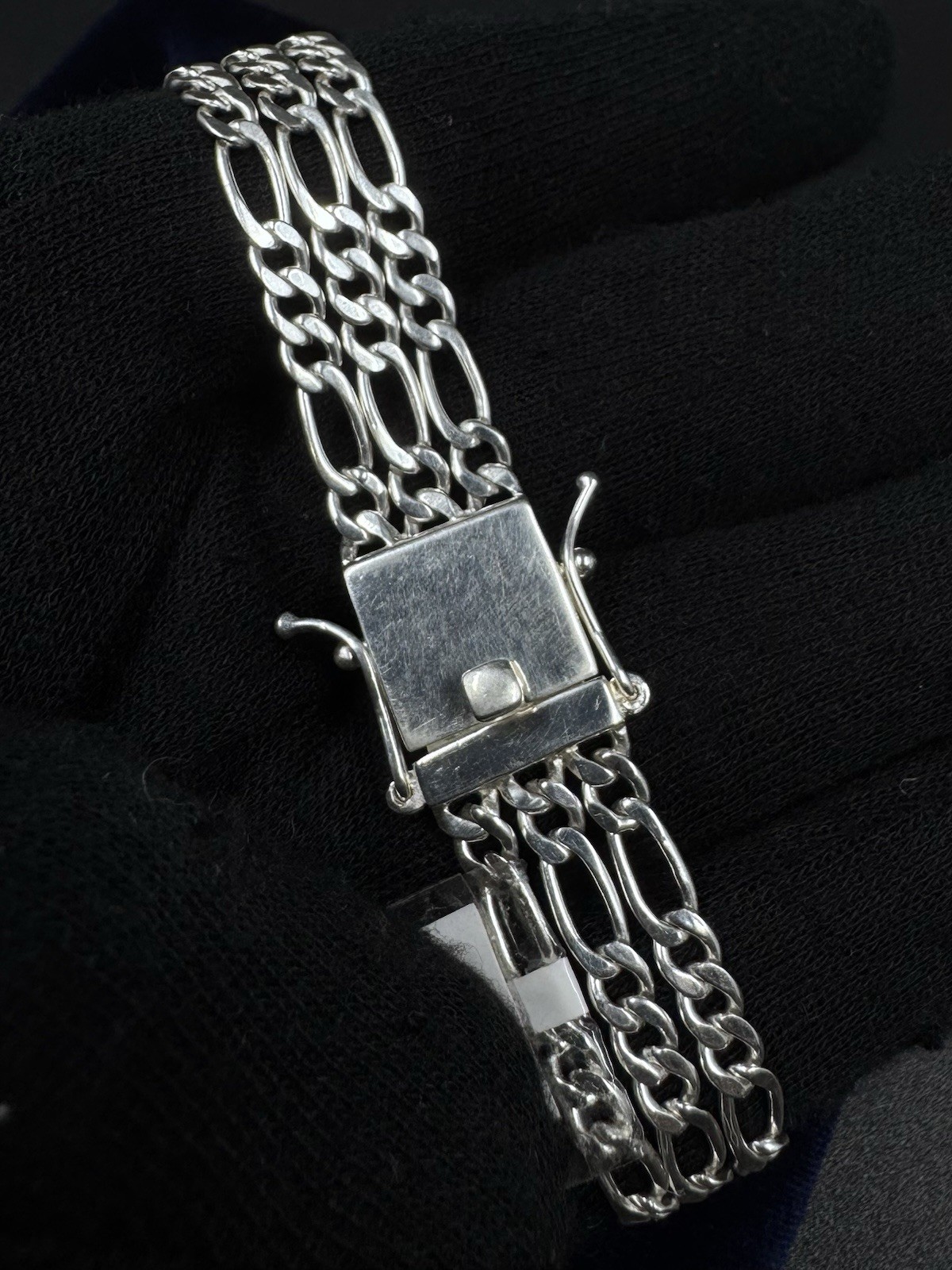 16mm Solid 925 Silver Figaro Link ID Bracelet 8inch 925 Esclava FREE ENGRAVING