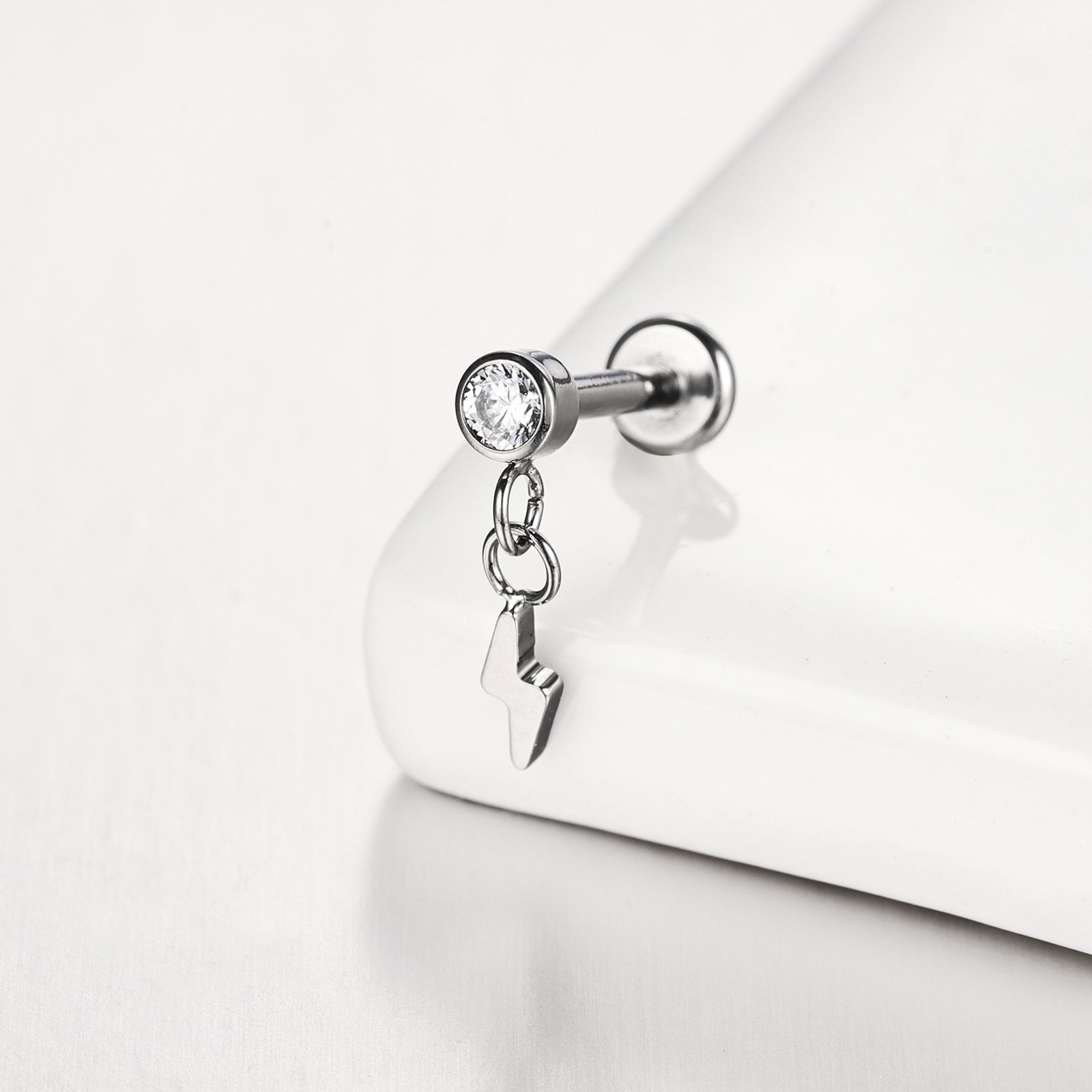 16g G23 Titanium Steel Dangle Labret Lip Stud Tragus Helix Piercing Jewelry