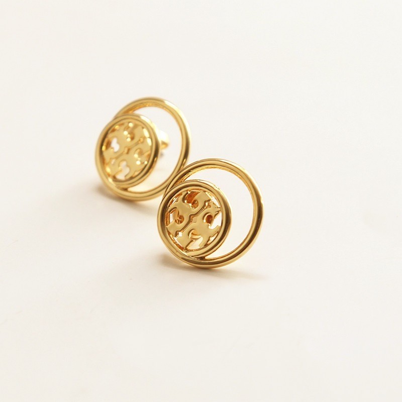 New Tory Golden Classic Double Circle Earring with Jewelry Pouch