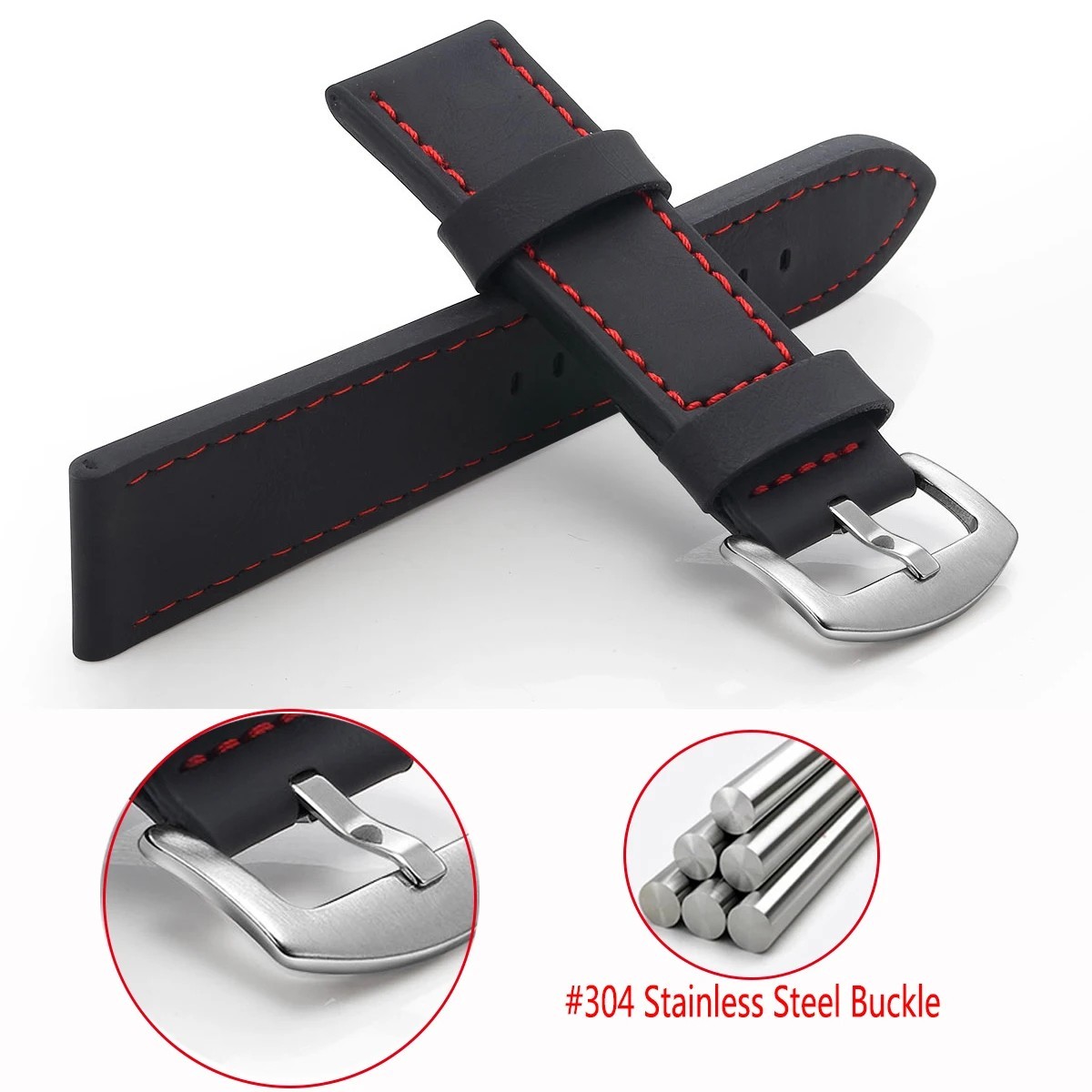18mm 20mm 22mm 24mm Classic Genuine Leather Watch Band Strap Wristband