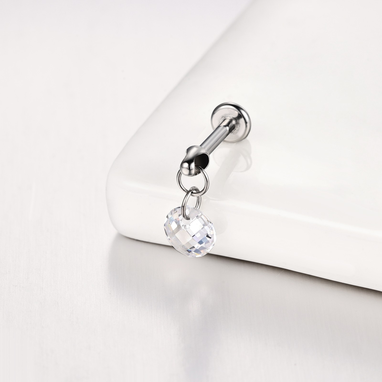 16g G23 Titanium Steel Dangle Labret Lip Stud Tragus Helix Piercing Jewelry