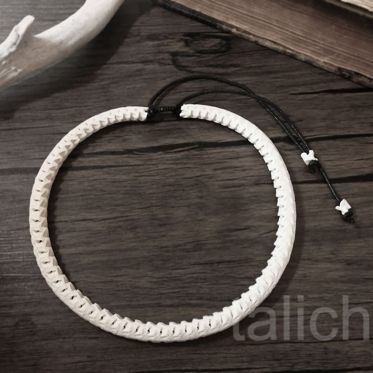 Real Snake Vertebrates Bone Hand Braided Necklace White Adjustable Unisex Cool