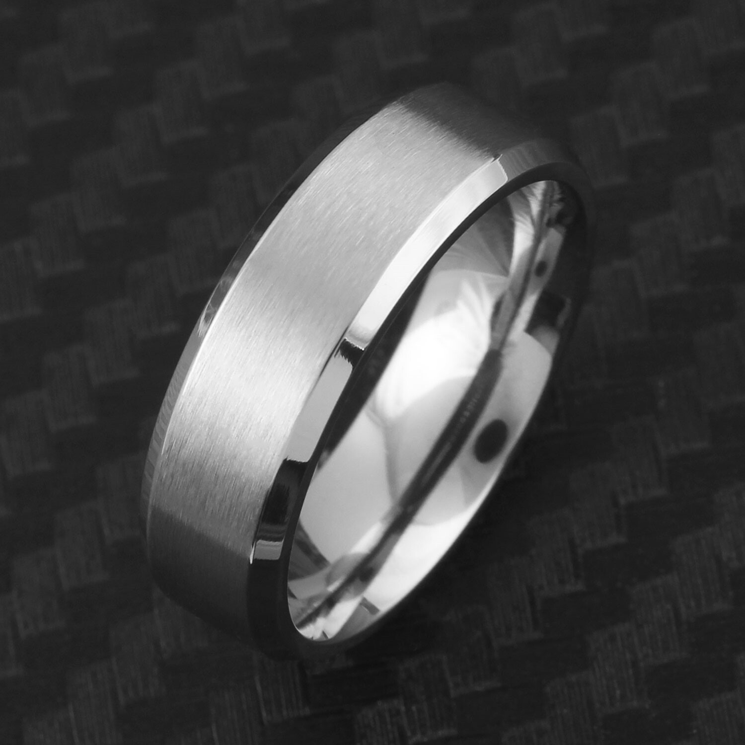 Titanium Men’s Brushed Center Polished Edge Wedding Band Ring
