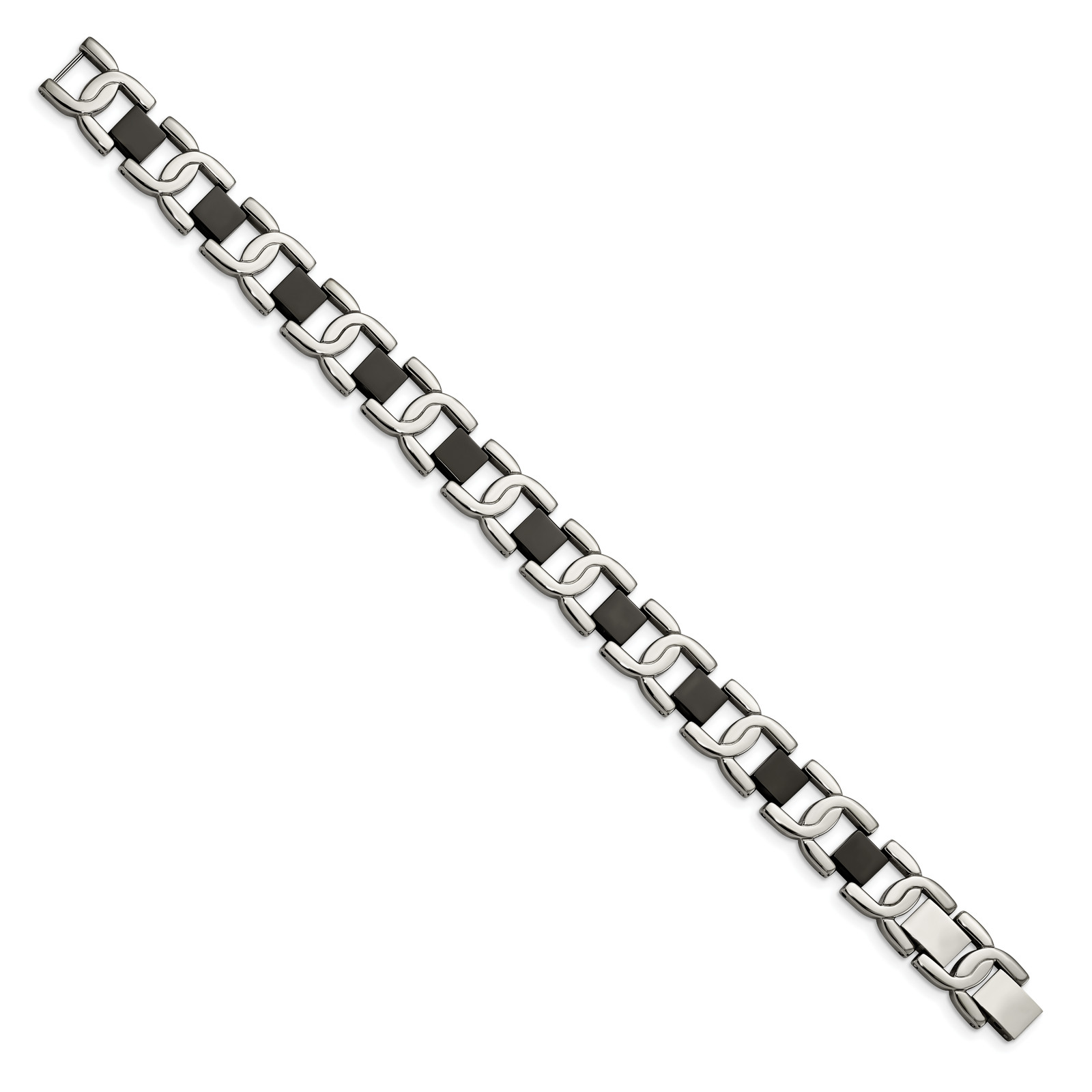 Chisel Stainless Steel Polished Black IP-plated 8 inch Fancy Link Bracelet SRB27