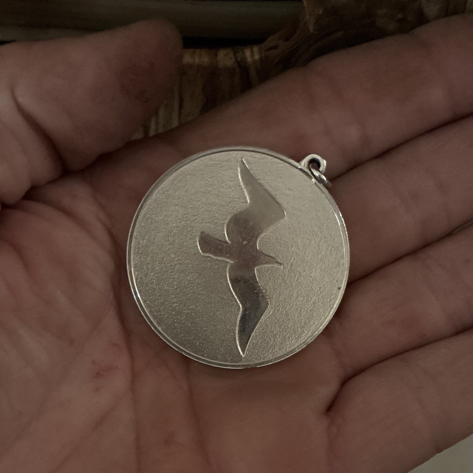 Sterling Silver 925 Round Bird Charm Pendant Engraved “You are not powerful”