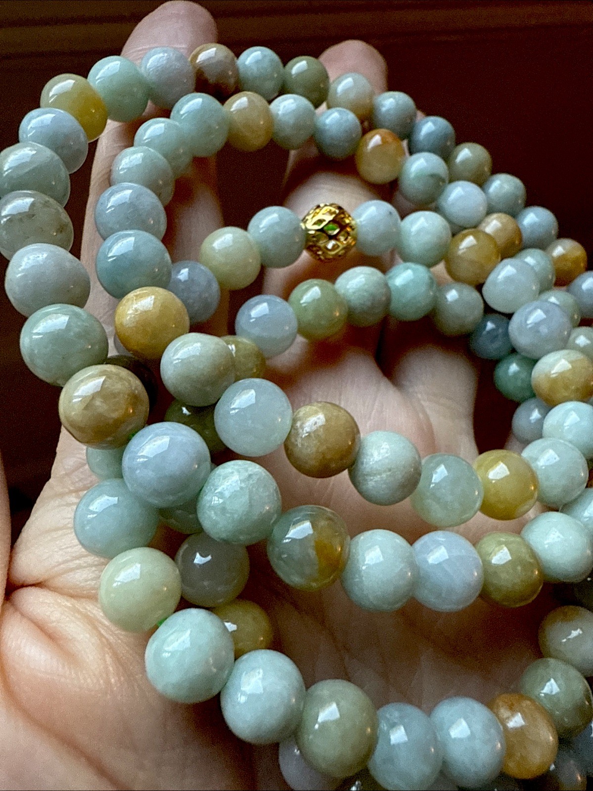 Untreated Grade A Myanmar Jadeite Bead Necklace 純天然翡翠A貨 老坑糯冰多包超长项链 7.6 Mm