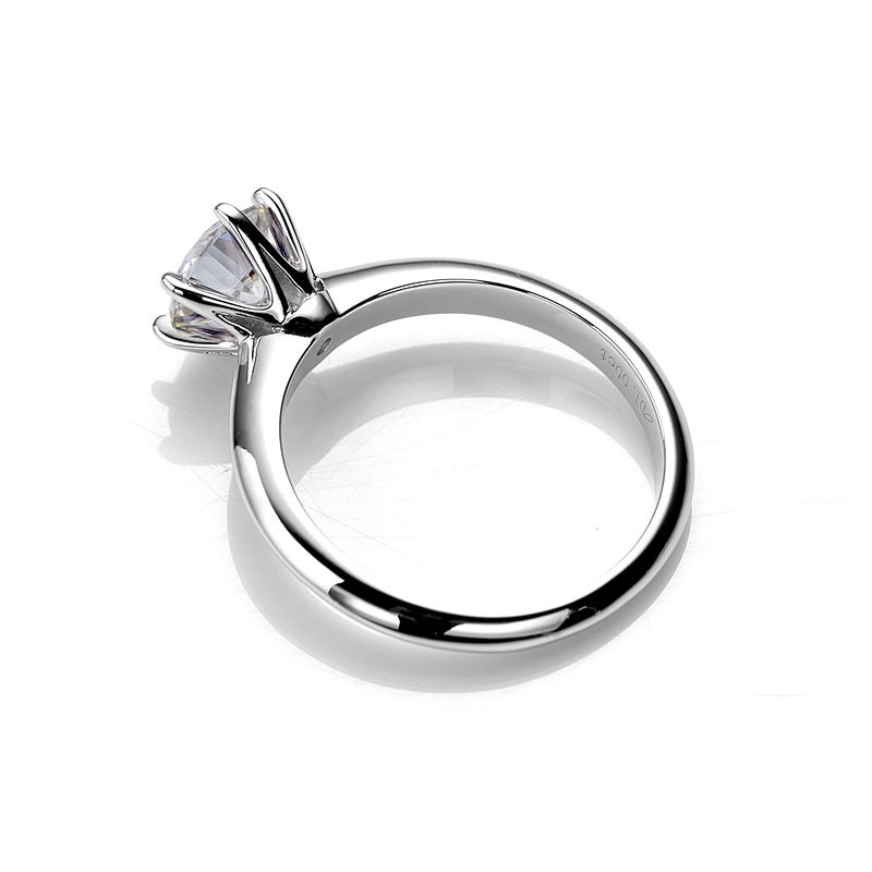 Round Cut D Color Classic Six-prong Ring 1-3ct 925 Silver for Women Jewelry