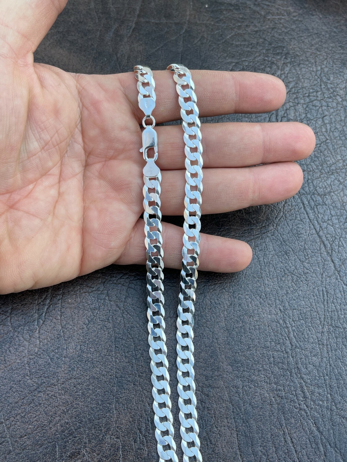 Solid 925 Sterling Silver Men’s Miami Cuban Link Chain Necklace 8mm ITALIAN MADE